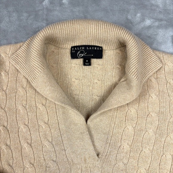 Ralph Lauren Oprah Winfrey Sweater Size M Beige 100% Cashmere Favorite Things - Picture 3 of 12